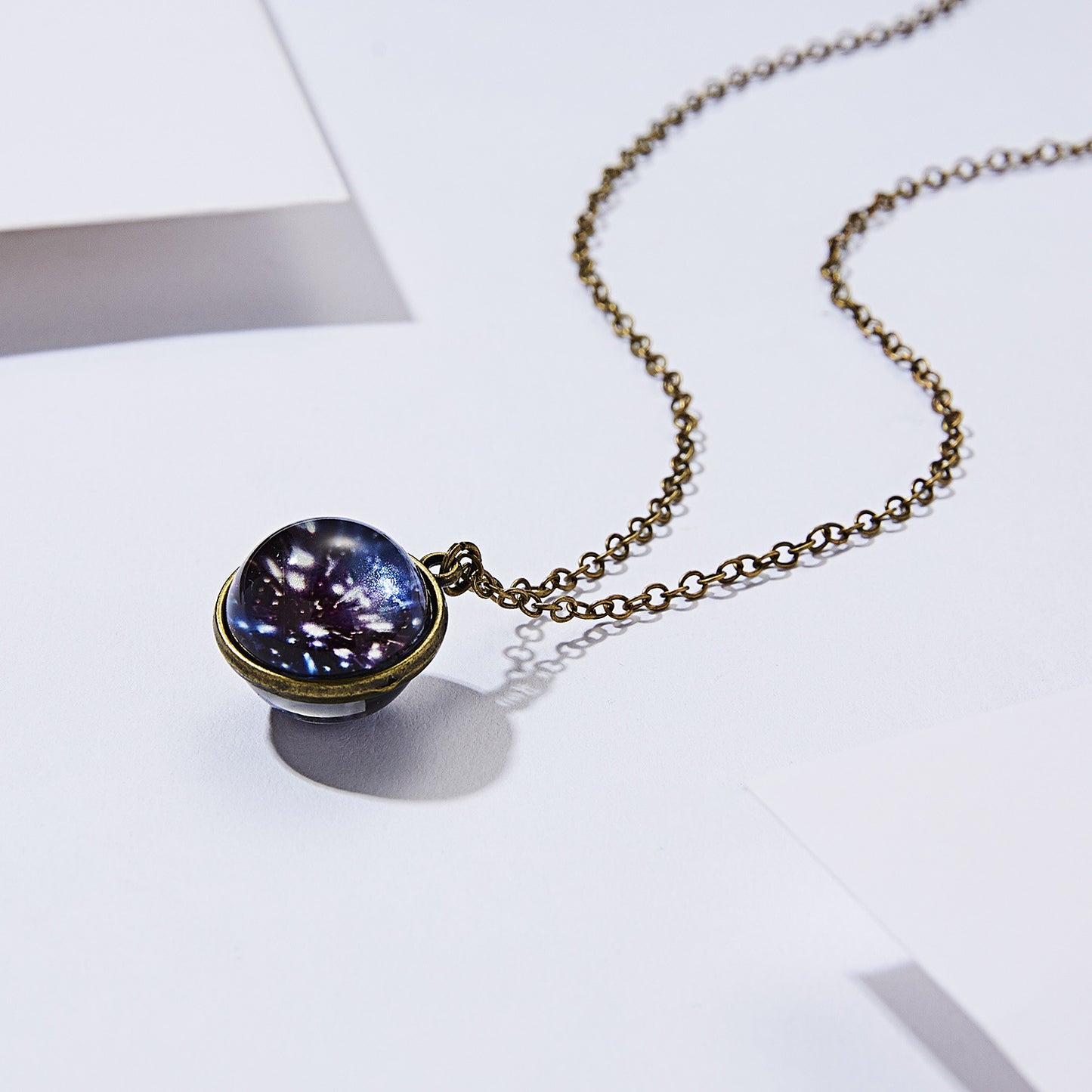 Galaxy Luminous Double-Sided Geometric Pendant Necklace