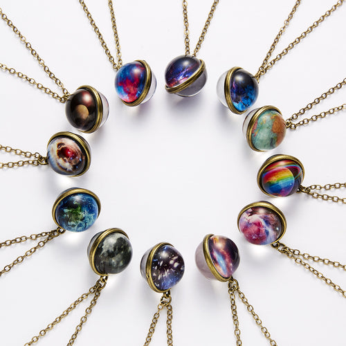 Galaxy Luminous Double-Sided Geometric Pendant Necklace